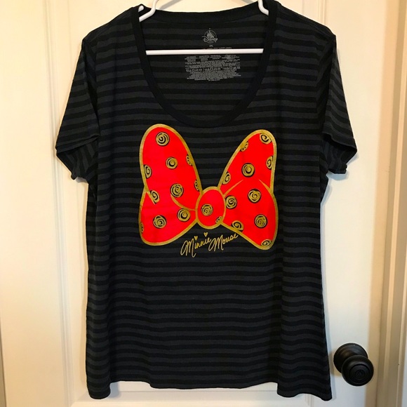 Disney black stripe T-shirt with Minnie Ears front shirt design. Size xxl - Picture 1 of 8